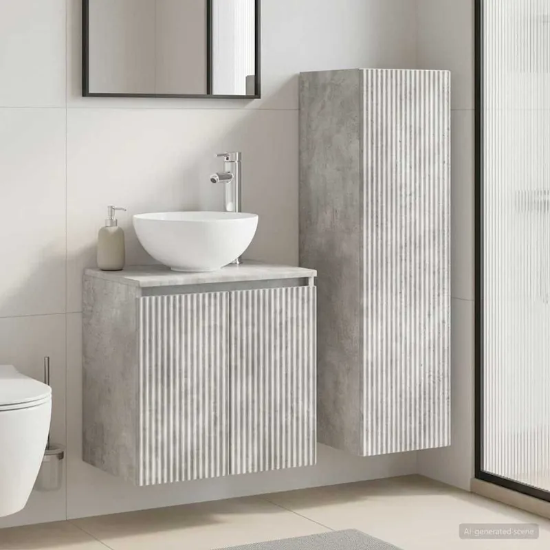 Ensemble de mobilier de salle de bain 2 pc Gris béton