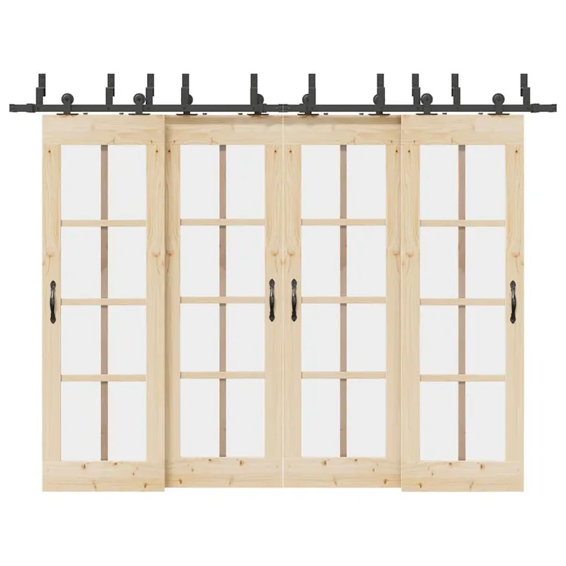 Kit de quincaillerie de porte coulissante 305 cm acier noir