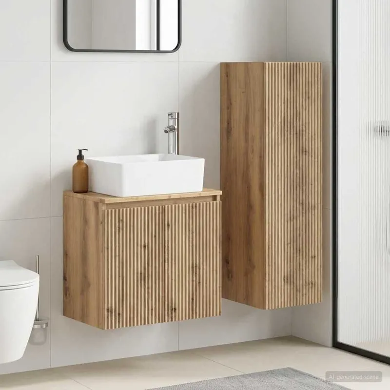Badezimmermöbel-Set 2 Stk. Artisan-Eiche 33 x 34,5 x 100 cm
