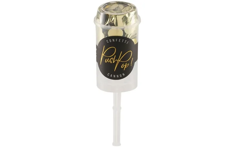 Partydeco Konfettikanone Push-Pop Ø 15 mm, 1 Stück, Gold