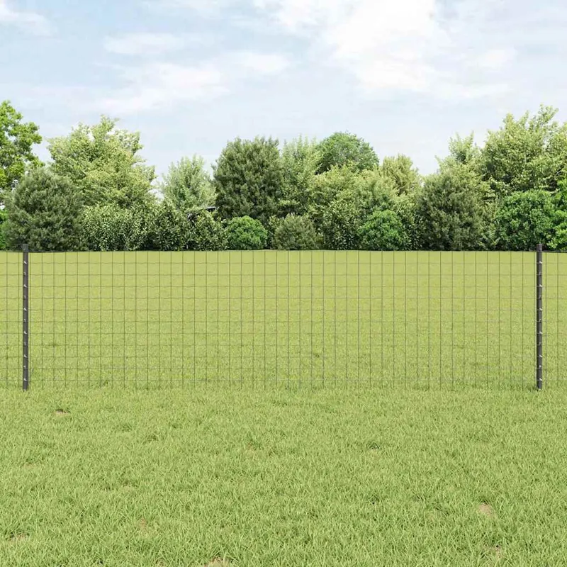 Clôture Euro avec poteau 50 x 0,6 m Acier recouvert de PVC Gris