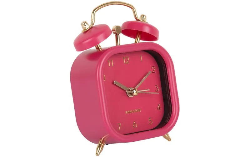 KARLSSON Klassischer Wecker Metallic Glam square Dark pink