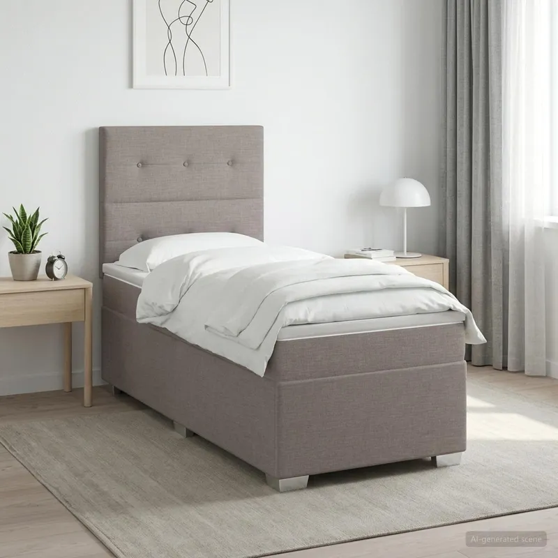 Boxspringbett mit Matratze mit Kopfteil Taupe 90 x 200 cm Stoff
