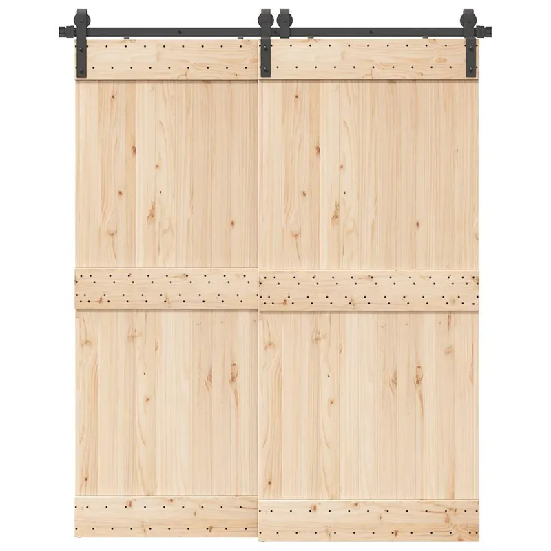 Schiebetürbeschlag-Set 183 cm Stahl Schwarz