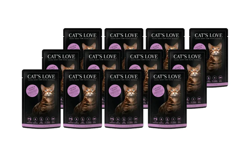 Cat's Love Nassfutter Adult Lachs & Huhn, 12 x 85 g