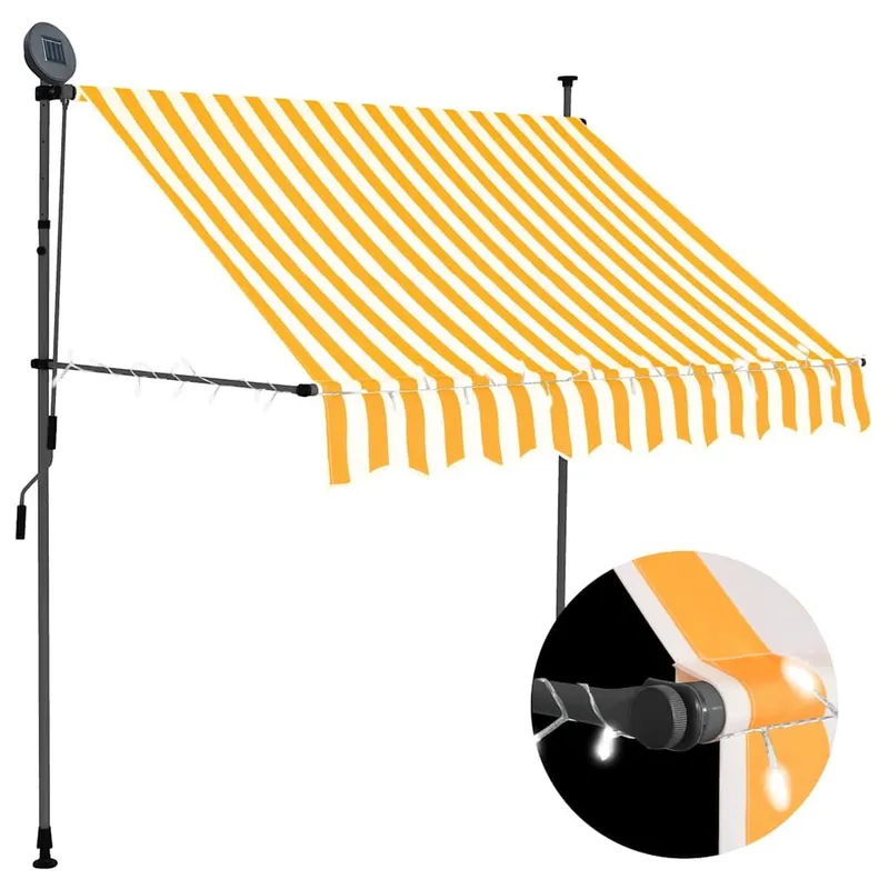 Einziehbare Markise Handbetrieben mit LED 150 cm bianco Orange