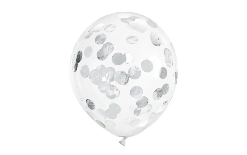 Partydeco Konfetti Luftballon rund Ø 30 cm, transparent/Silber