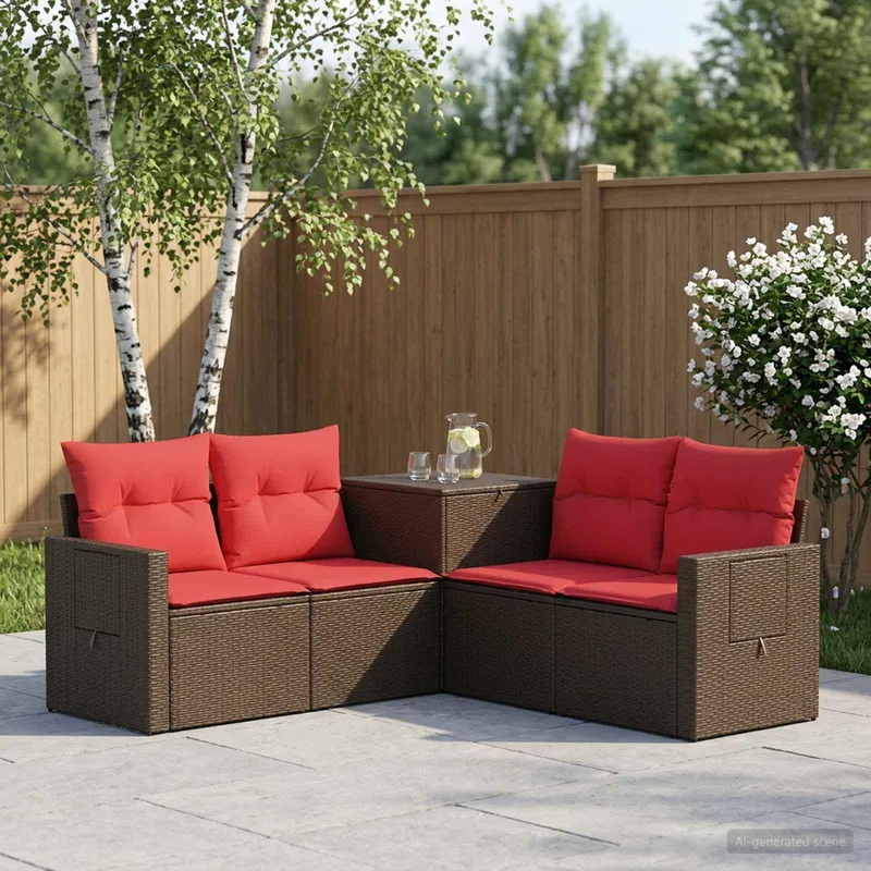 Ensemble de Canapés 5 pc Marron et rouge