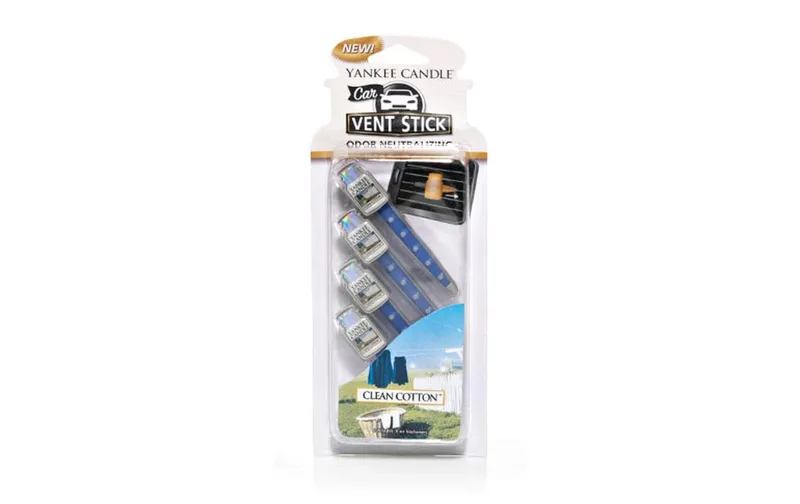 Yankee Candle Auto-Lufterfrischer Vent Stick 4 pezzi, Clean Cotton