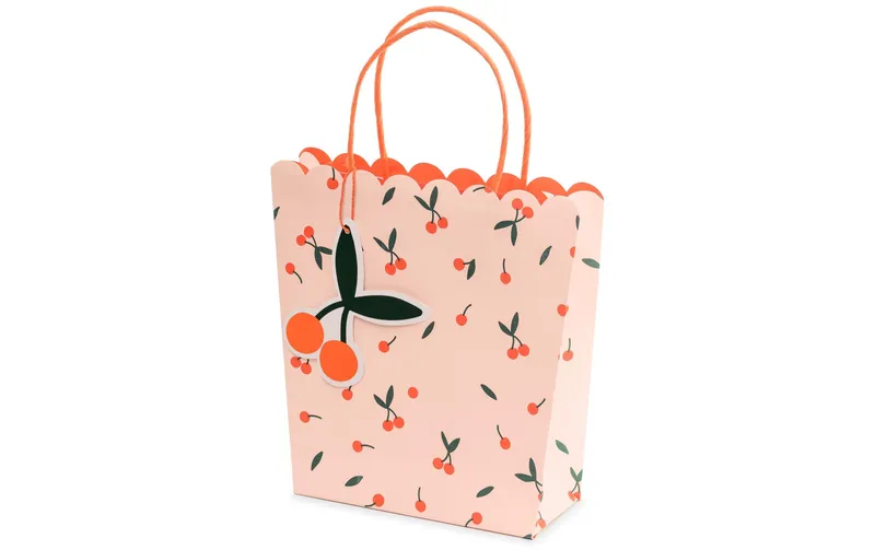 Partydeco Geschenktasche Kirschen 22 x 23 x 8 cm, Rosa