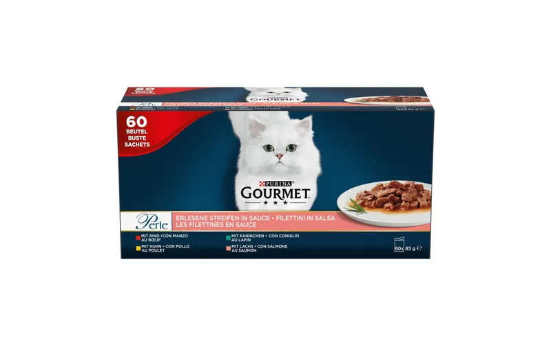Purina Gourmet Nassfutter Gourmet Perle erlesene Streifen, 60 x 85 g