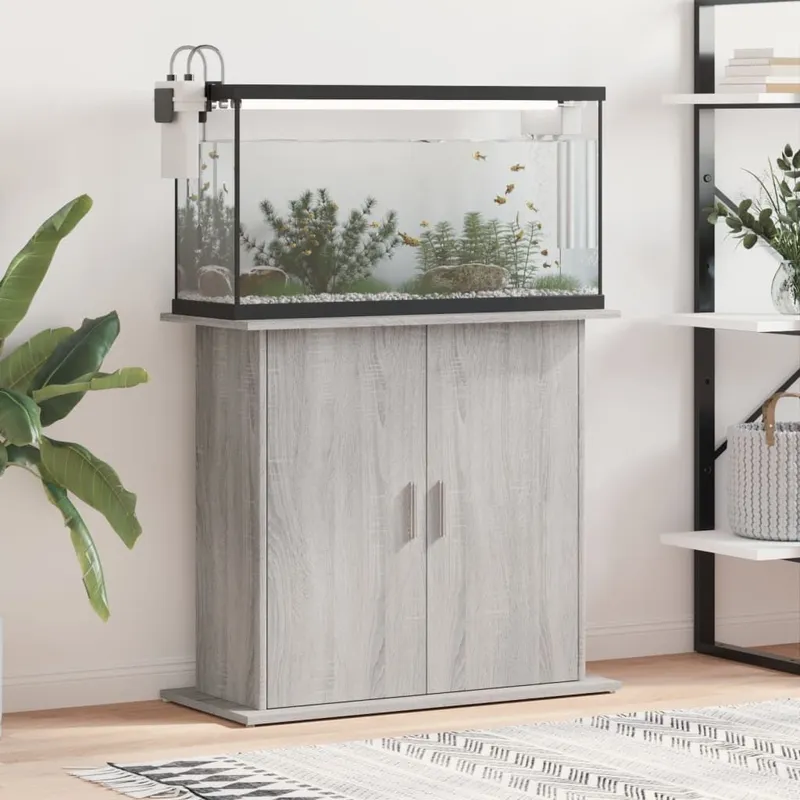 Support pour aquarium sonoma gris 81x36x73 cm bois d'ingénierie