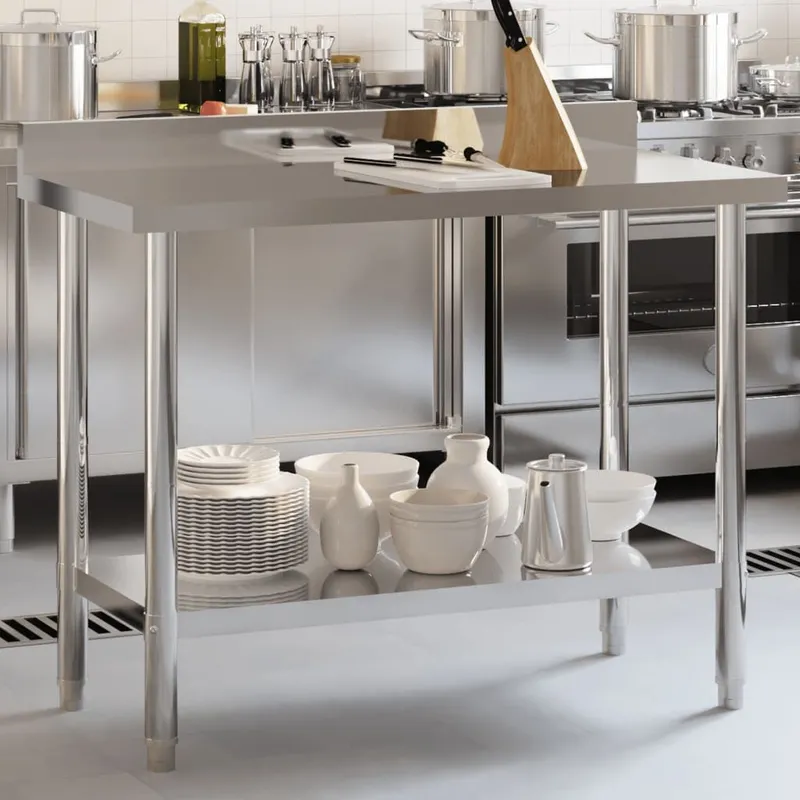 Table de travail de cuisine avec dosseret 110x55x93 cm inox