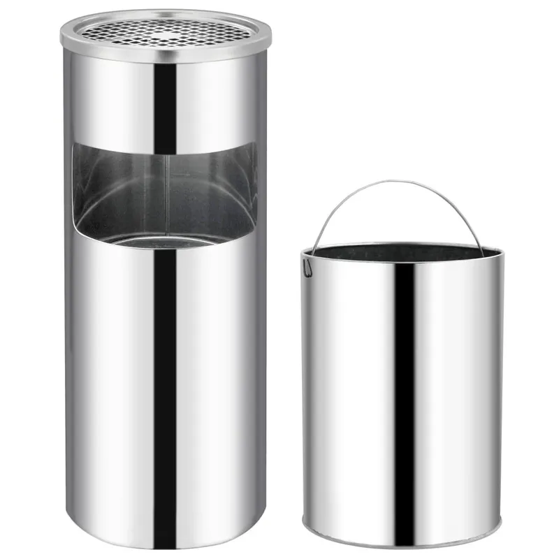 Mülleimer mit Aschenbecher 30 L Edelstahl