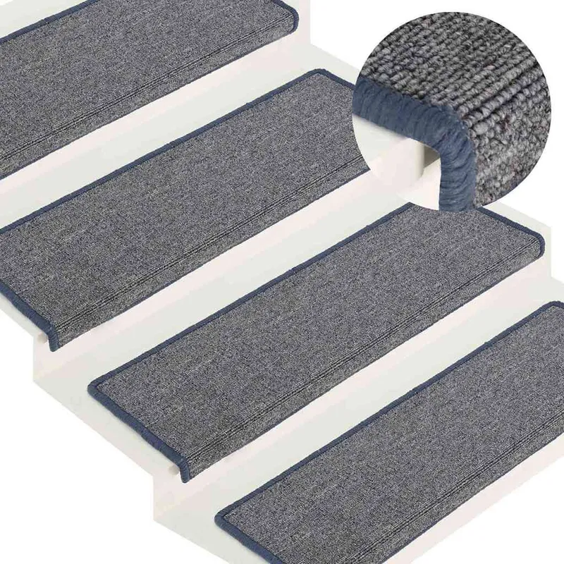 Stufenmatten 15 pz. 65 x 21 x 4 cm grigio chiaro e blu Rechteckiger Rand