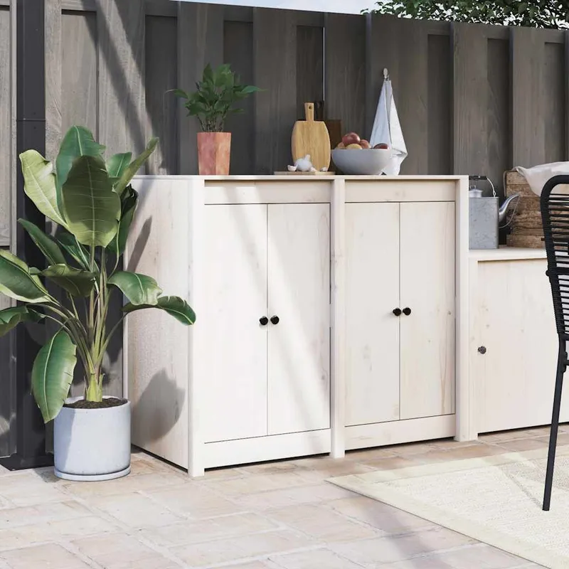 Türen for Outdoor-Küche MEPPEL 2 pcs white 50x9x82cm solid pine wood