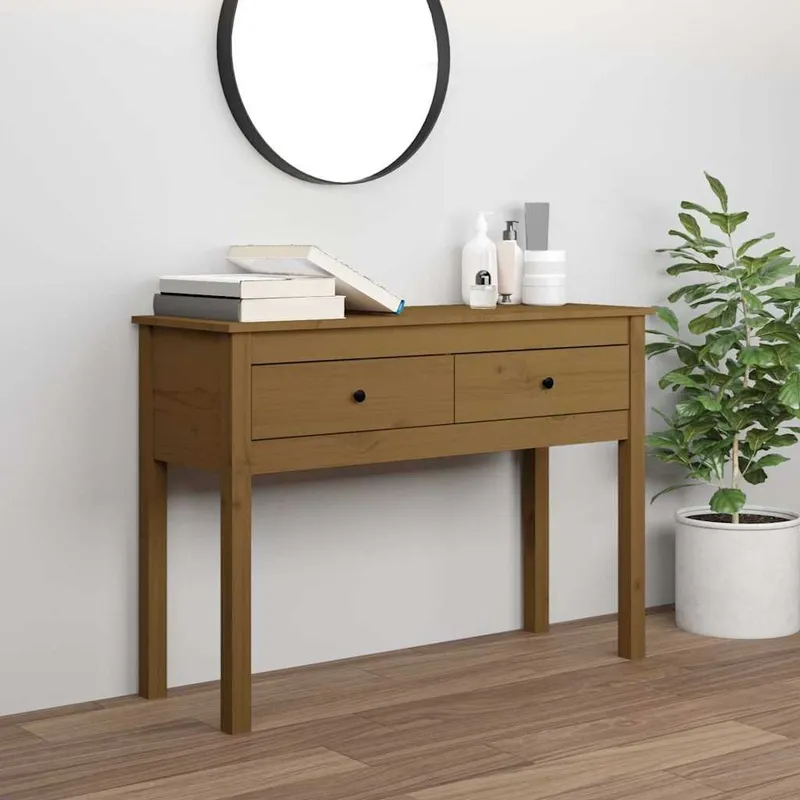 tavolo consolle Honigbraun 100x35x75 cm legno massiccio pino