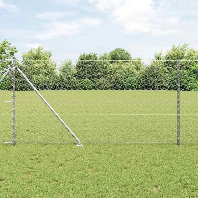 Clôture hexagonale avec poteau 25 x 1,4 m Acier galvanisé
