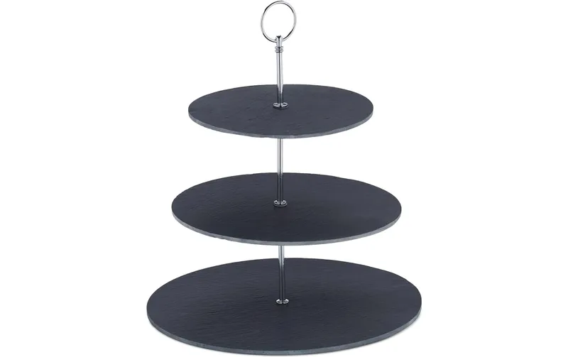 relaxdays Etagere 3-stufig, Silber/anthracite