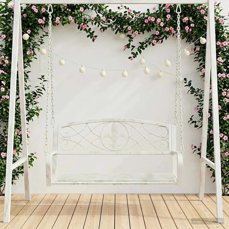 Schaukelbank Stahl 110,5 x 59 x 55 cm Antik white