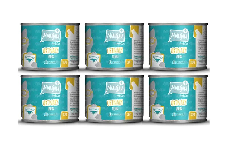 Mjamjam VetCat Nassfutter Urinary Huhn, 6 x 200g