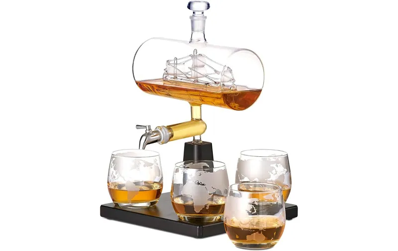 Oak & Steel Dekanter Schiff 1 l, transparent