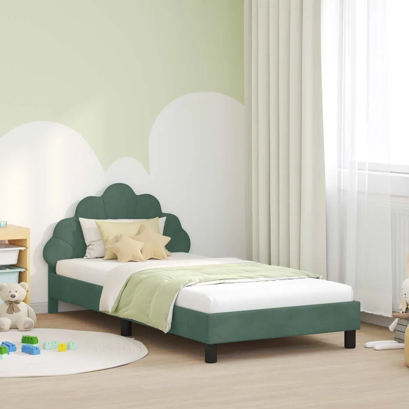 bambinistruttura letto con testiera Meergrün 90 x 200 cm velluto