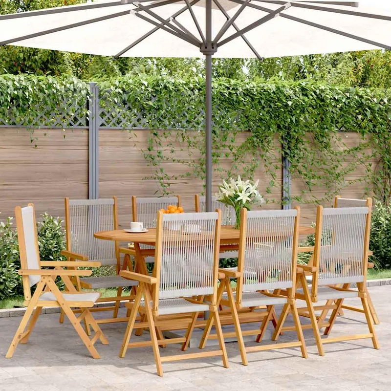 Fauteuils pliants inclinables, 8 pièces, bois massif d'acacia gris
