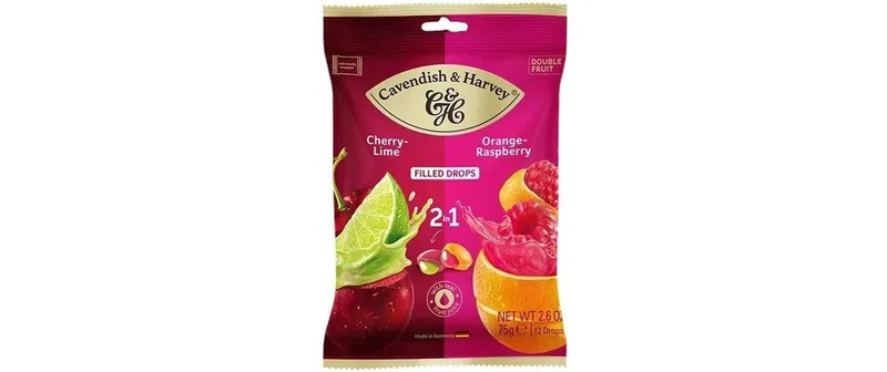 Cavendish & Harvey 2in1 Cherry-Lime & Orange-Raspberry Drops 75 g