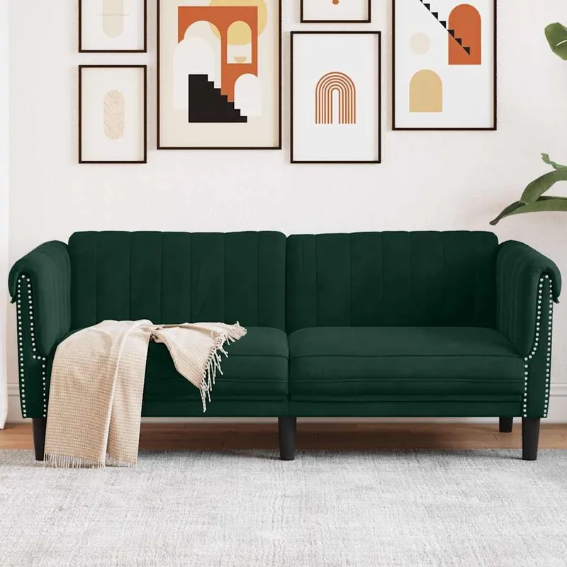 Sofa 2-Sitzer Dunkelgrün Samt