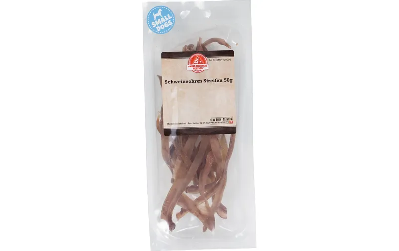 Swiss Mountain Petfood Kausnack Schweineohren Streifen, 50 g