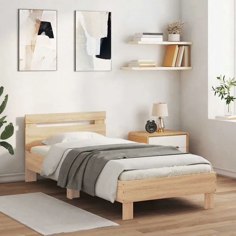struttura letto senza materasso con testiera rovere Sonoma 75x190 cm
