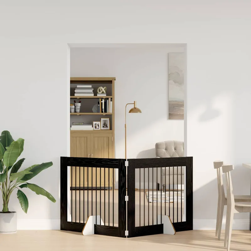 Klappbares Hundetor mit Ständern 2 stk. nero Eichen-Optik