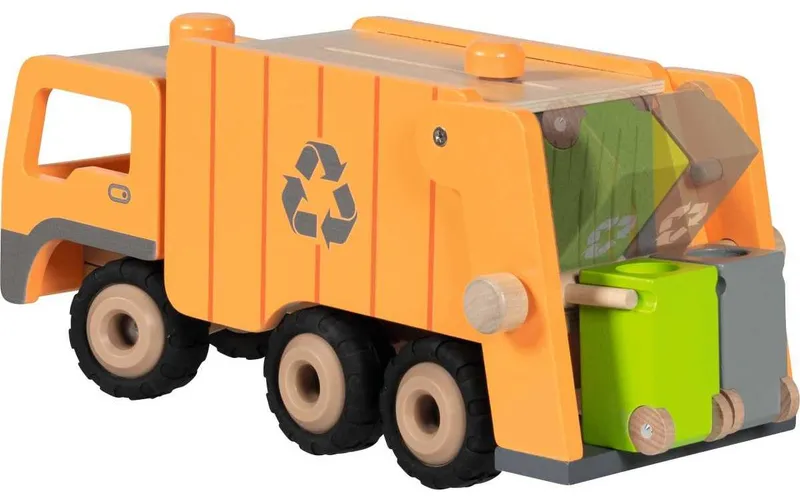Goki Spielzeugfahrzeug Grosser Müllwagen Eco with 2 Mülltonnen