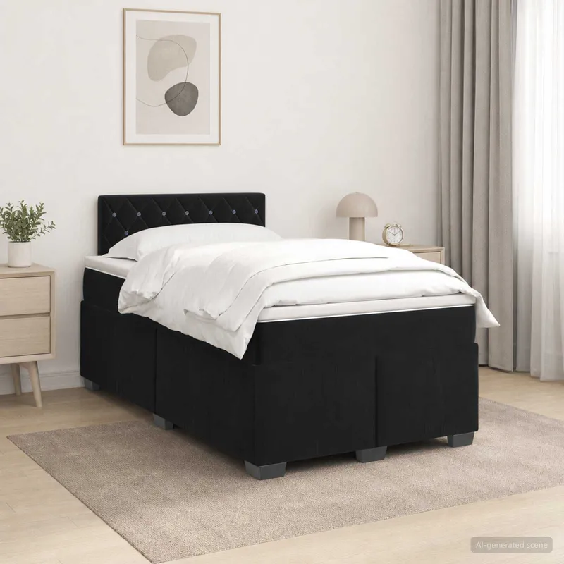 letto boxspring mit Matratze nero 120 x 190 cm Samt