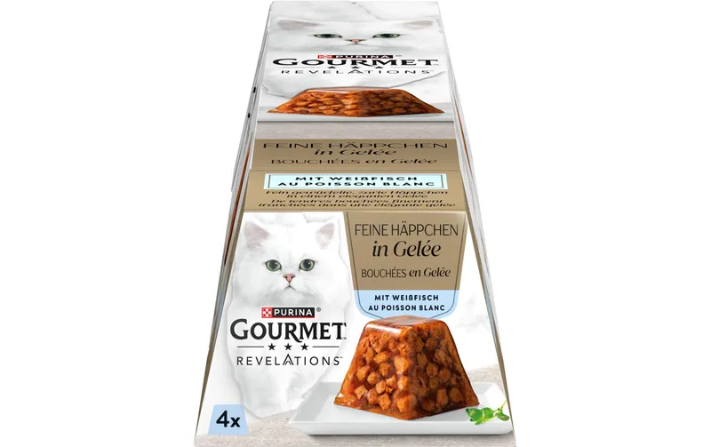 Purina Gourmet Nassfutter Feine Häppchen Gelée biancofisch 4 x 57g