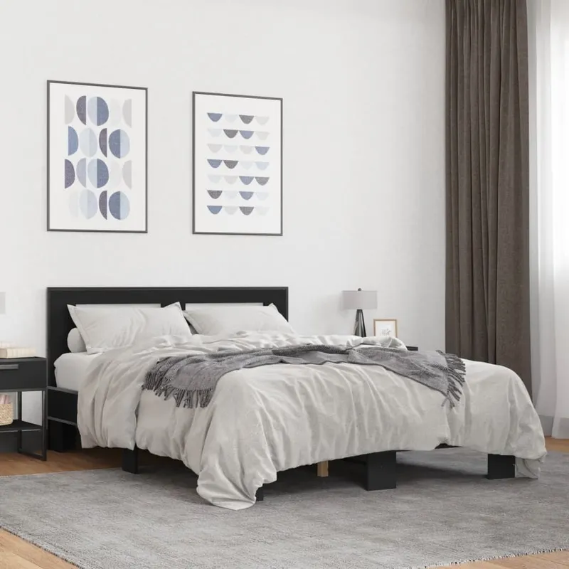 Bettgestell nero 140x200 cm derivato del legno und Metall