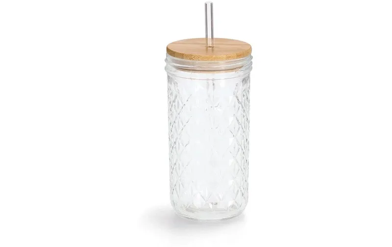 Zeller Present Trinkglas Struktur 580 ml, 1 pieces, transparent/brown