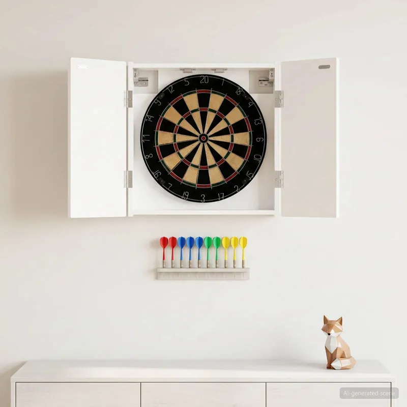 Dartboard Schrank DELFT Hochglanz Weiß 52,5 x 10,5 x 53,5 cm