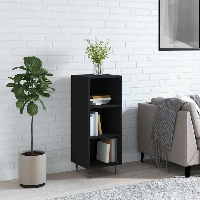 Sideboard nero 34,5x32,5x90 cm derivato del legno