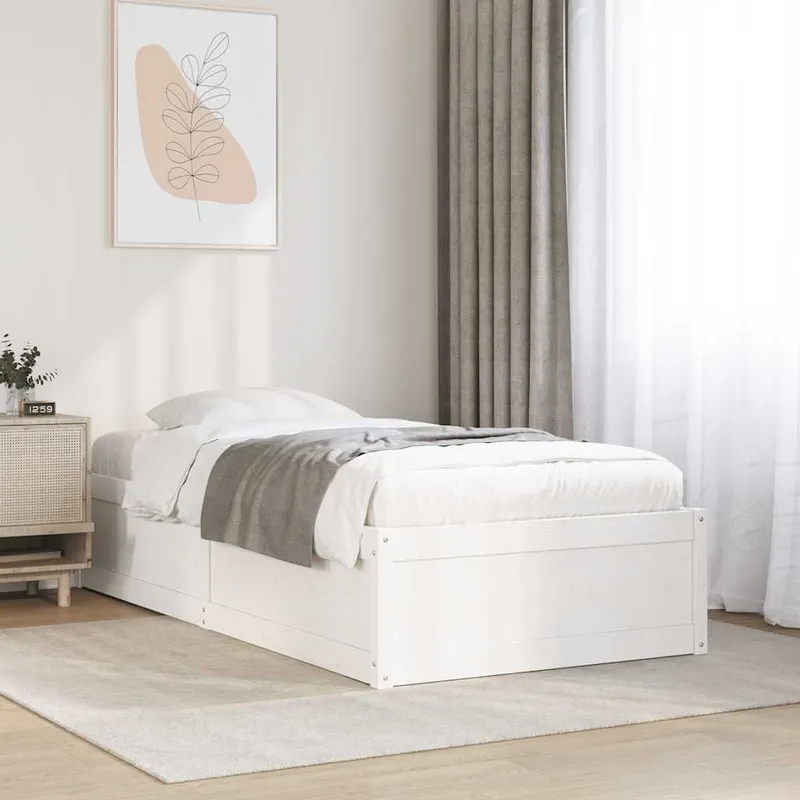 letto in legno massiccio senza materasso bianco 75x190 cm legno di pino