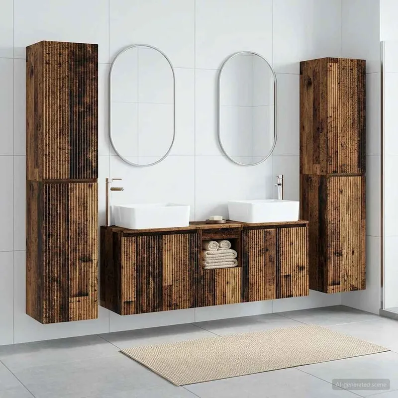 Badezimmermöbel-Set 5 stk. Altholz 33 x 34,5 x 160 cm