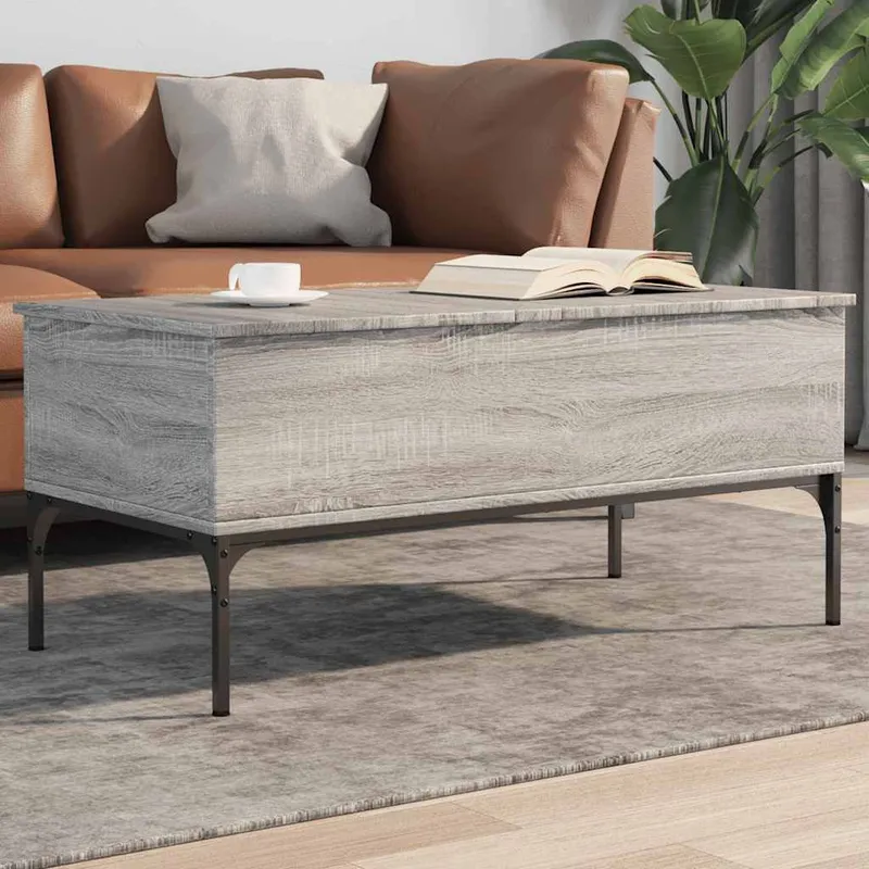 Couchtisch grigio Sonoma 100x50x45 cm derivato del legno und Metall