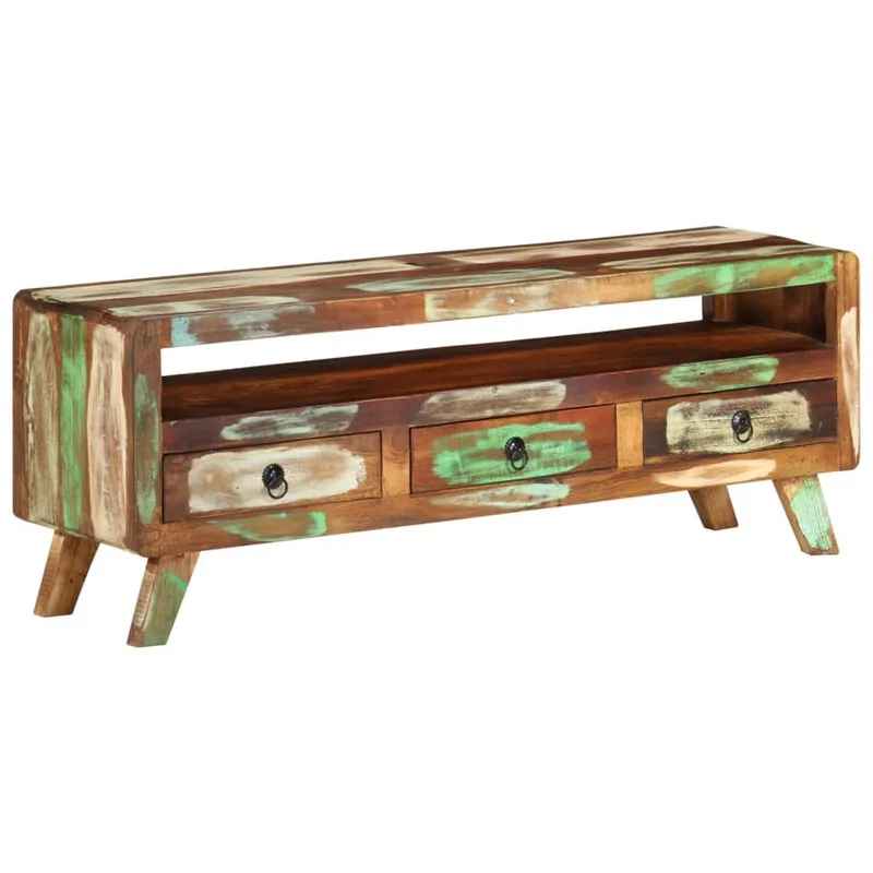 TV-Schrank multicolore 110x30x40 cm Altholz Massiv