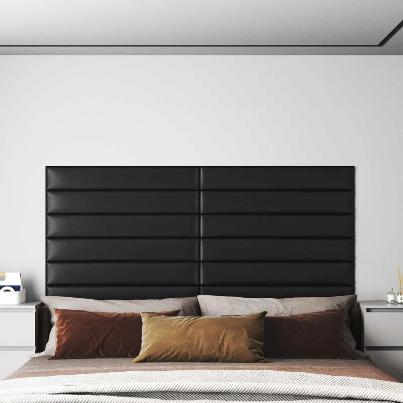 Wandkopfteilen 12 stk. 90 x 15 cm nero tessuto