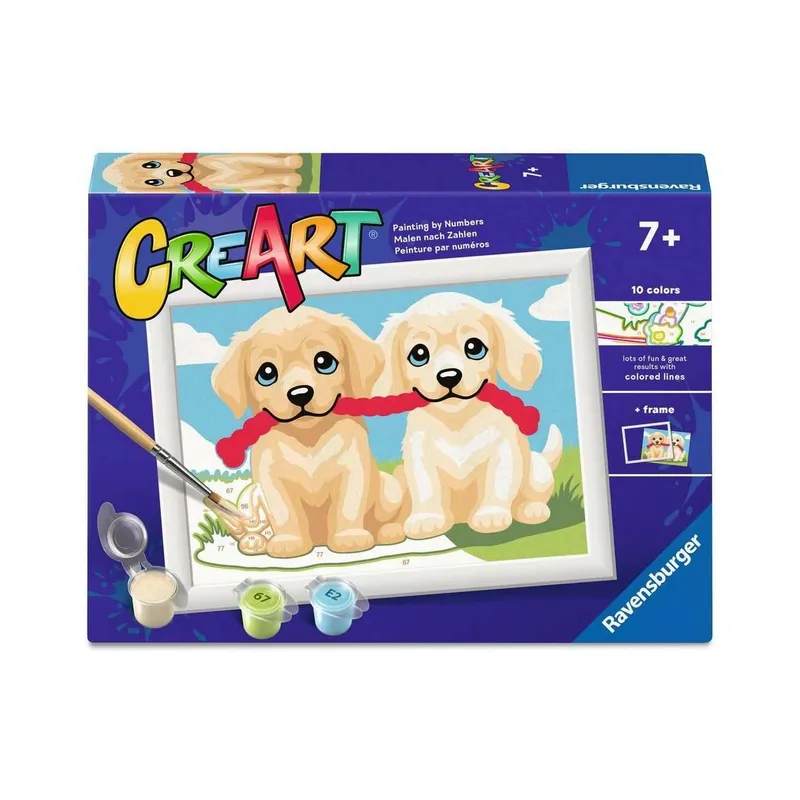Ravensburger Malen nach Zahlen CreArt – Spielende Hunde