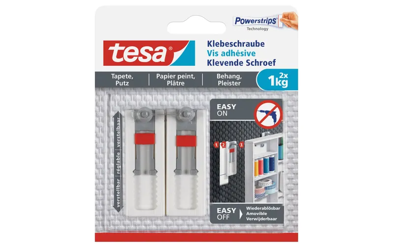 tesa Klebeschraube 1 kg pour Tapeten + Putz, verstellbar