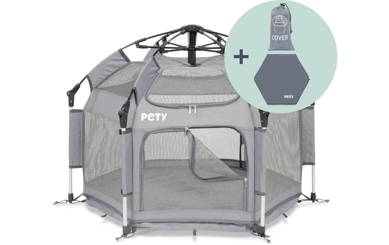 Pety Laufstall Set klein con Bodenmatte e tetto Ø 110 x 80 cm