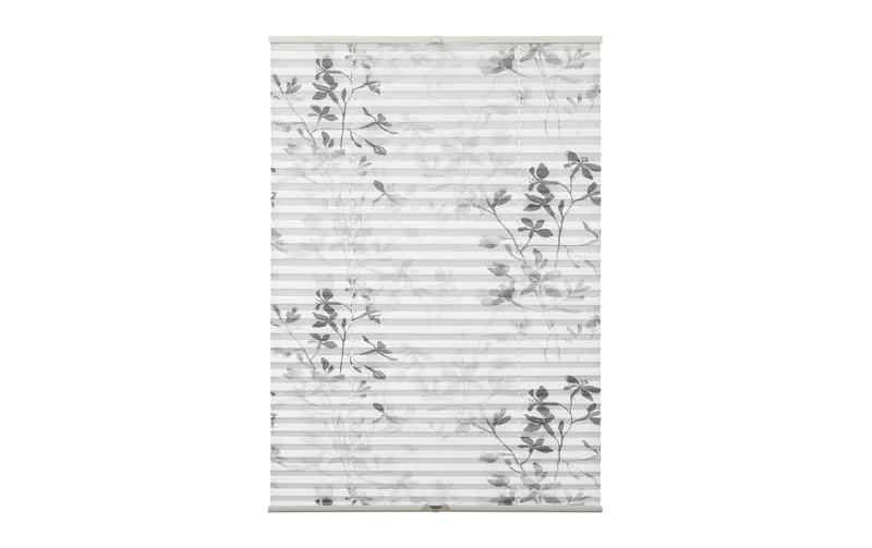 Gardinia Plissée Bella mit Blättern 40 x 130 cm, blanc/gris