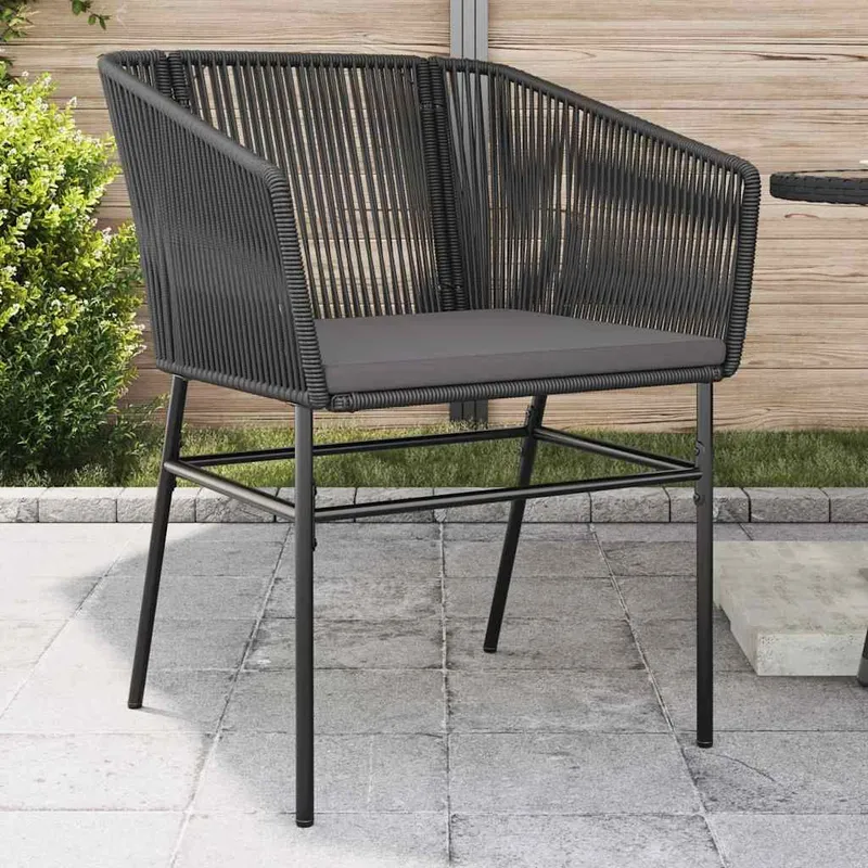 Gartenstühle 2 Stk. mit Kissen black Poly Rattan